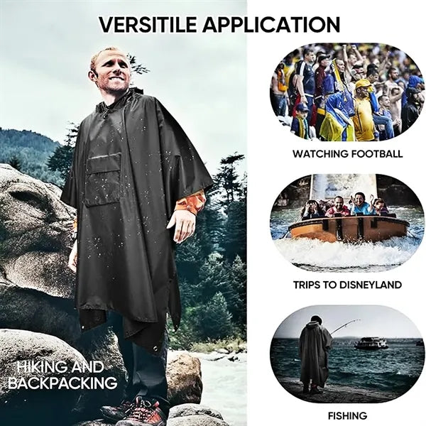 Adult Hooded Rain Poncho with Pocket