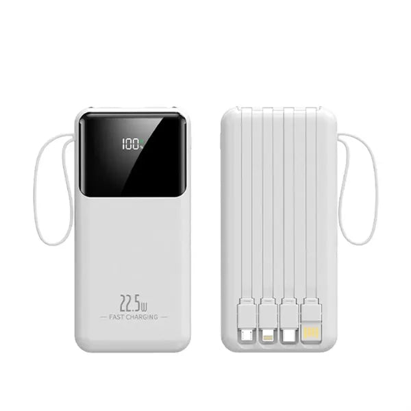 Slim Large Capacity Portable Power Bank with Built-in Cables