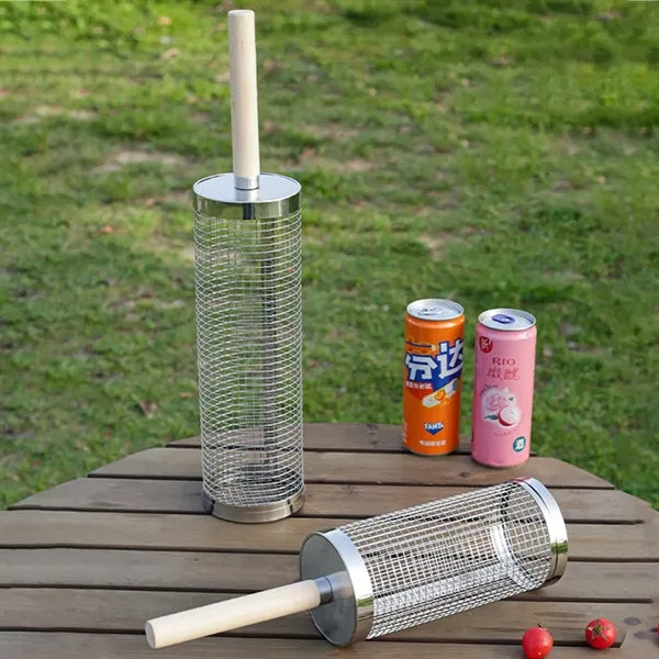 Stainless Steel Rolling Grill Basket with Hook