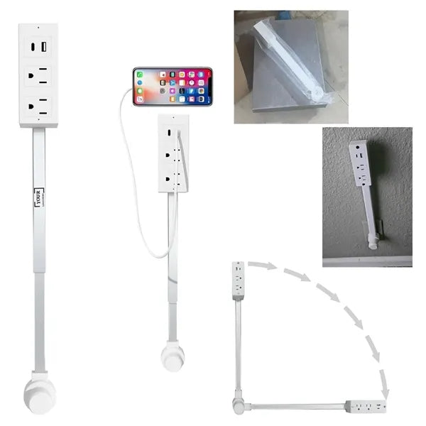 Rotating Power Outlet Extender with Extension Arm