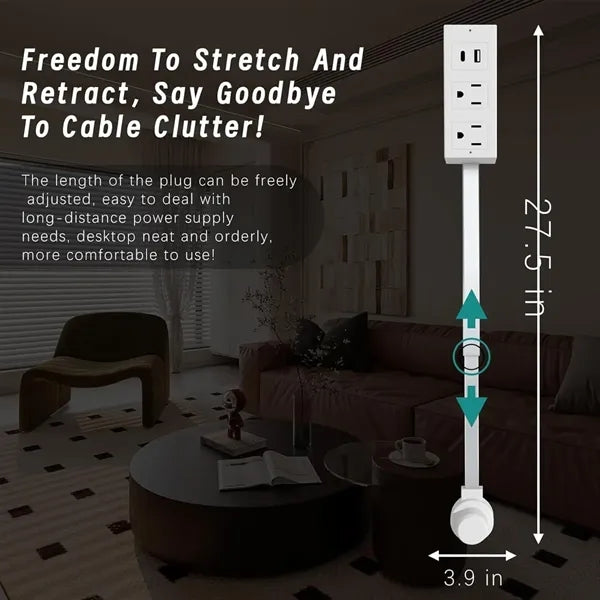 Rotating Power Outlet Extender with Extension Arm