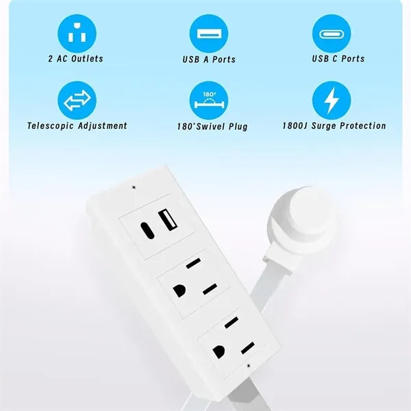 Rotating Power Outlet Extender with Extension Arm