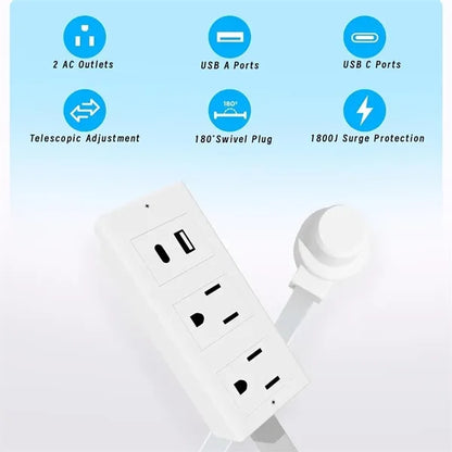 Rotating Power Outlet Extender with Extension Arm