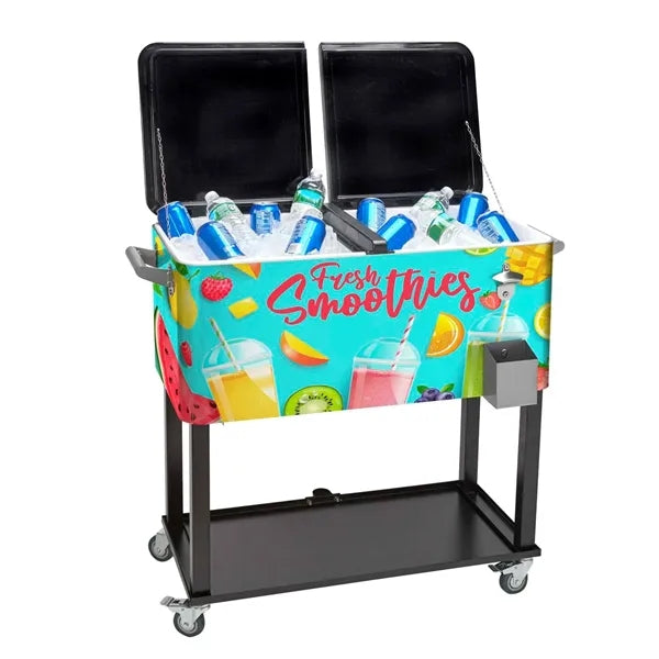Rolling Cooler Vending Cart, Wrap Graphic & Lid Decals