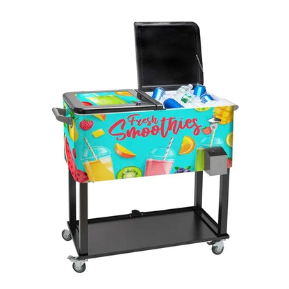 Rolling Cooler Vending Cart, Wrap Graphic & Lid Decals