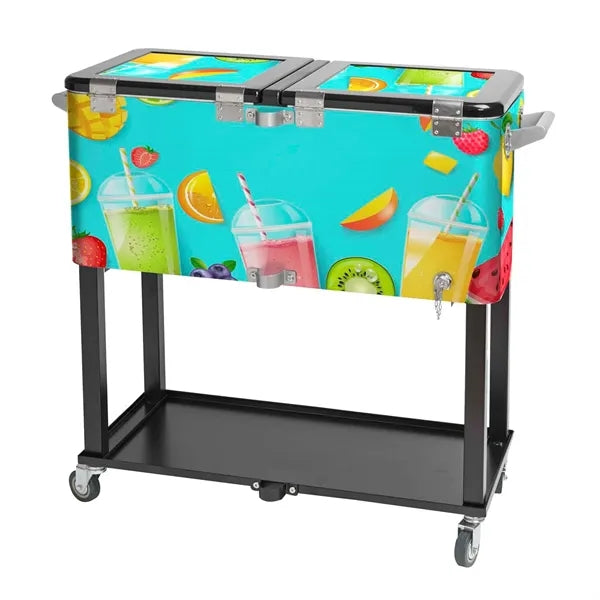 Rolling Cooler Vending Cart, Wrap Graphic & Lid Decals
