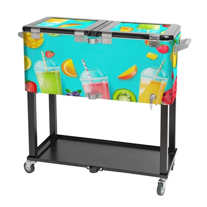 Rolling Cooler Vending Cart, Wrap Graphic & Lid Decals