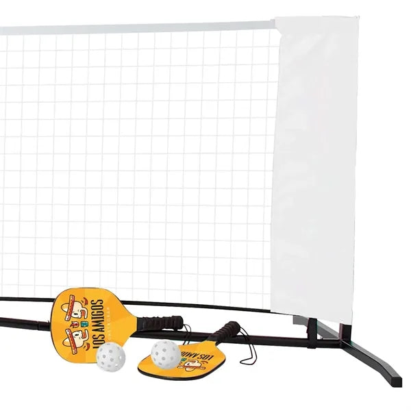 Pickleball Set Plus with Net, Single-Sided Paddles