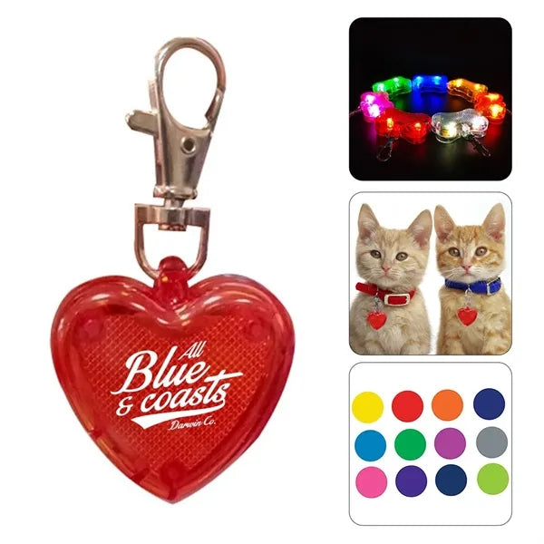 Flashing LED Heart Pet Pendant Keychain
