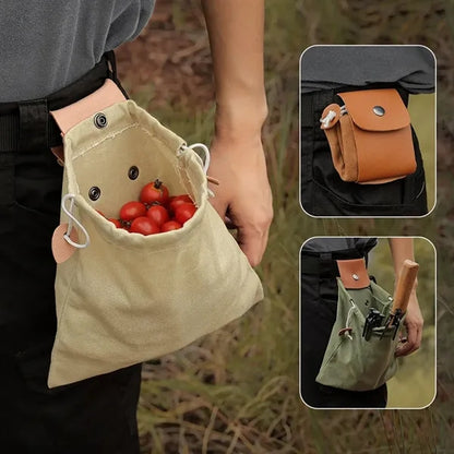 Heavy-Duty Canvas Folding Tool & Foraging Storage Pouch.