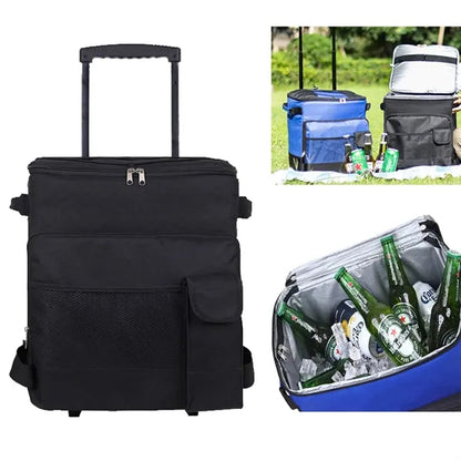 Collapsible Large Capacity Cooler Bag with Wheels Handle
