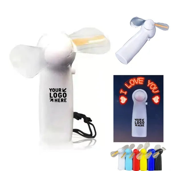 Handheld Custom Advertising Slogan Spin Led Message Fan