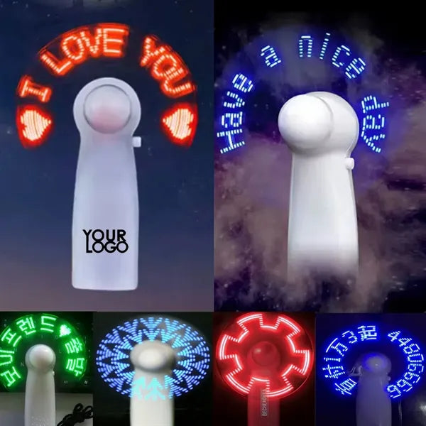 Handheld Custom Advertising Slogan Spin Led Message Fan