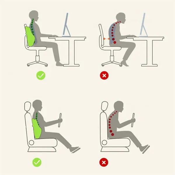 Office Travel Memory Foam Lumbar Support Pillow Back Cushion