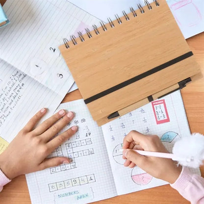 A5 Eco-Friendly Bamboo Notebook with Spiral Binding & Pen