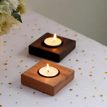Mini Vintage Simple Natural Handheld Wood Candle Holder