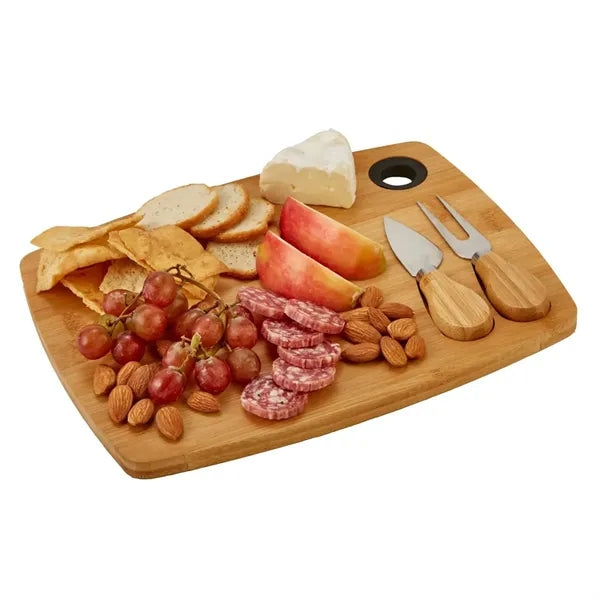 Natural Hangable Rectangular Bamboo Cheese Board Set