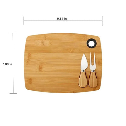 Natural Hangable Rectangular Bamboo Cheese Board Set