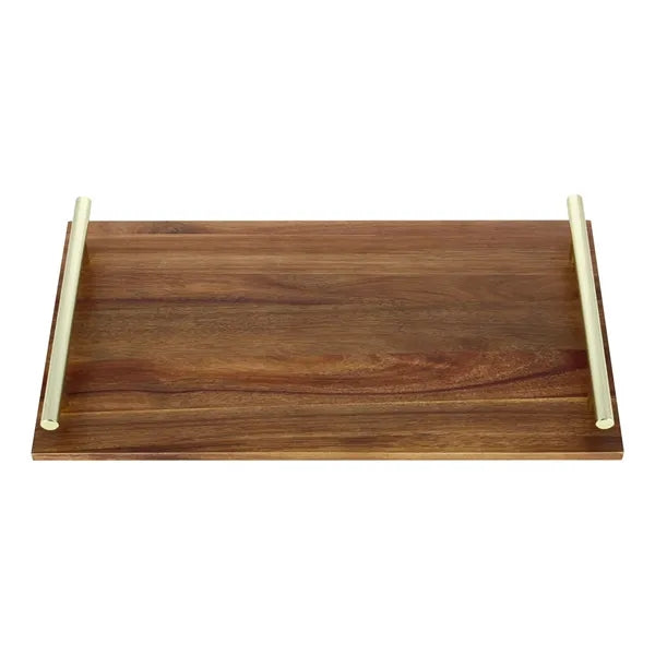 Eco-Friendly Rectangular Natural Acacia Wood Handle Tray