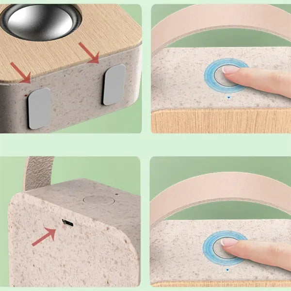 Portable Wooden Bluetooth Speaker with Carry Handle