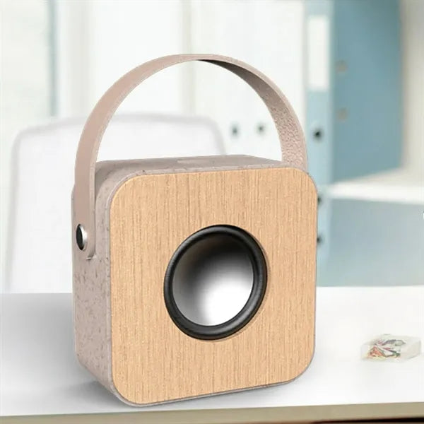 Portable Wooden Bluetooth Speaker with Carry Handle