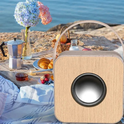 Portable Wooden Bluetooth Speaker with Carry Handle