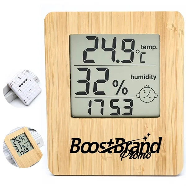Bamboo Digital Thermometer Hygrometer for Home/Office