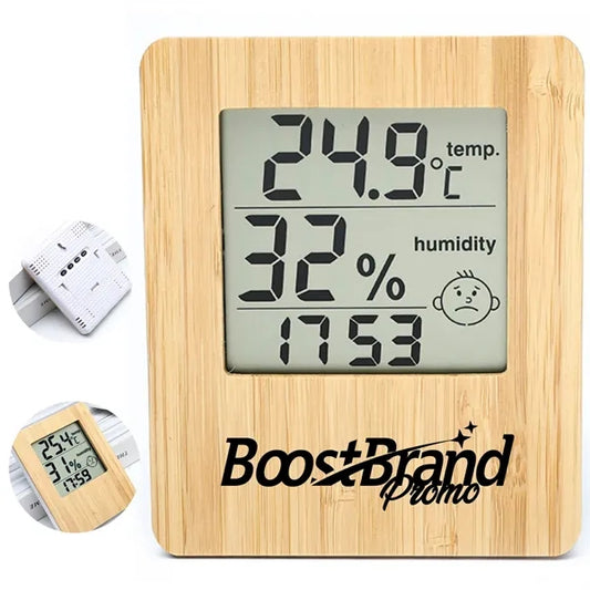 Bamboo Digital Thermometer Hygrometer for Home/Office
