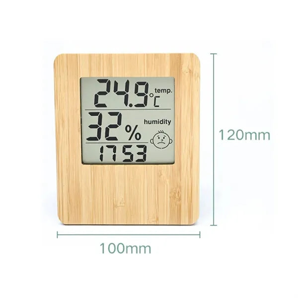 Bamboo Digital Thermometer Hygrometer for Home/Office