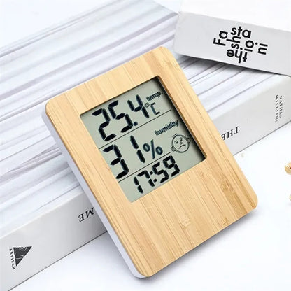Bamboo Digital Thermometer Hygrometer for Home/Office