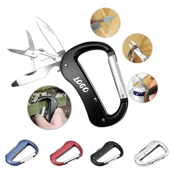 Outdoor Multitool Carabiner with Pocket Knife Scissors