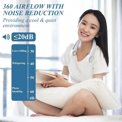 3-Speed Adjustment USB Rechargeable Bladeless Neck Fan