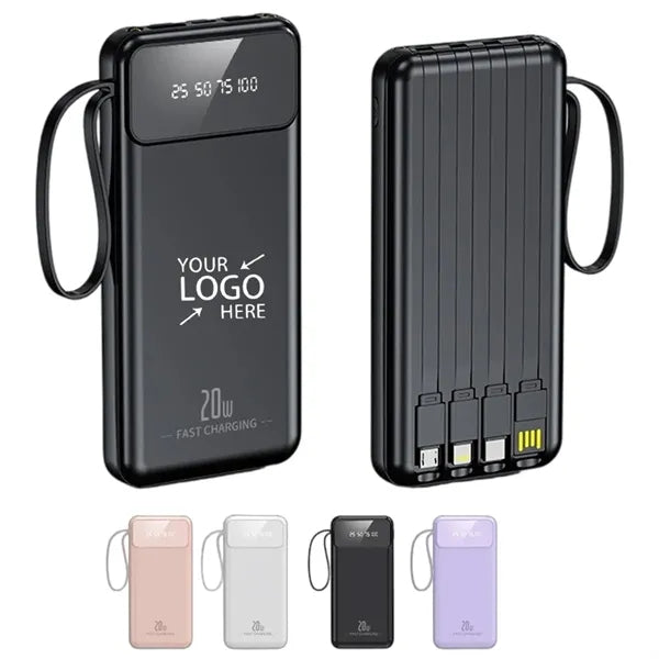 10000mAh Fast Charging Power bank With 4 Cables