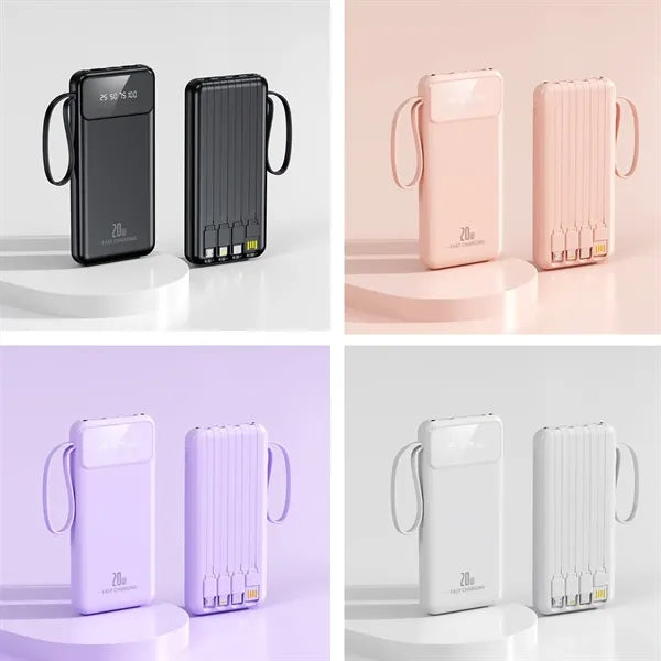10000mAh Fast Charging Power bank With 4 Cables