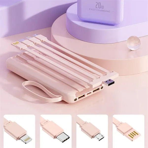 10000mAh Fast Charging Power bank With 4 Cables