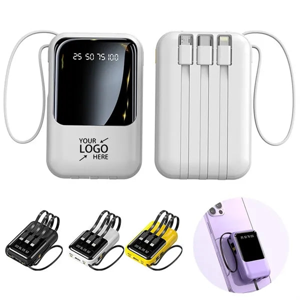 Mini 10000mAh Fast Charging Power bank With 4 Cables