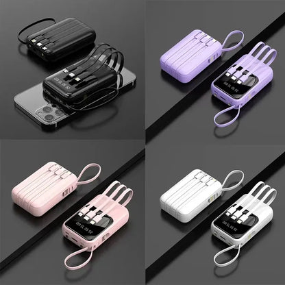 Mini 10000mAh Fast Charging Power bank With 4 Cables