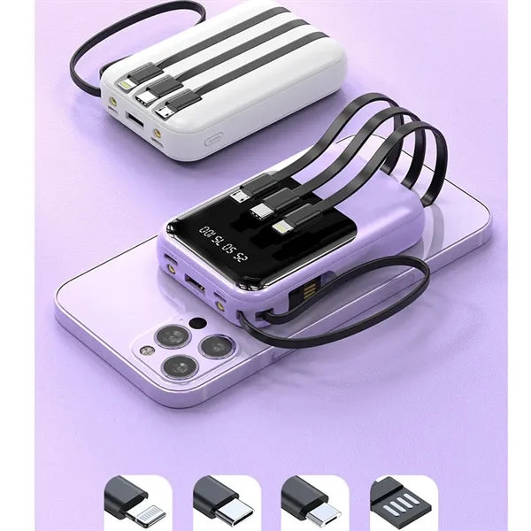 Mini 10000mAh Fast Charging Power bank With 4 Cables