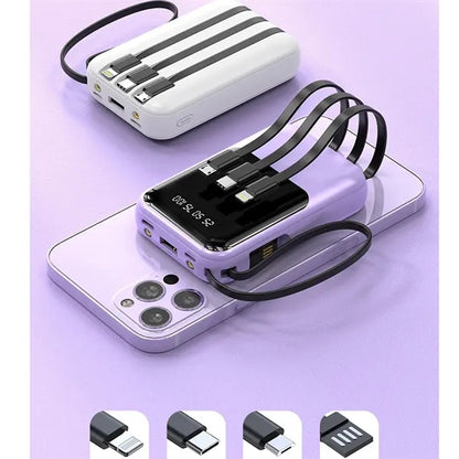 Mini 10000mAh Fast Charging Power bank With 4 Cables