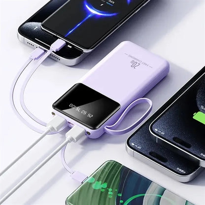 20000mAh Portable Power Bank with 4 Cables & Flashlights