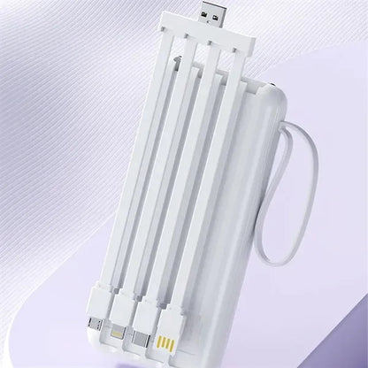 20000mAh Portable Power Bank with 4 Cables & Flashlights