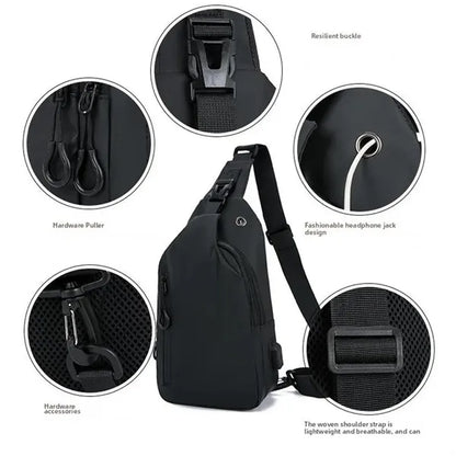 Waterproof Shoulder Bag Crossbody Sling Backpack with USB