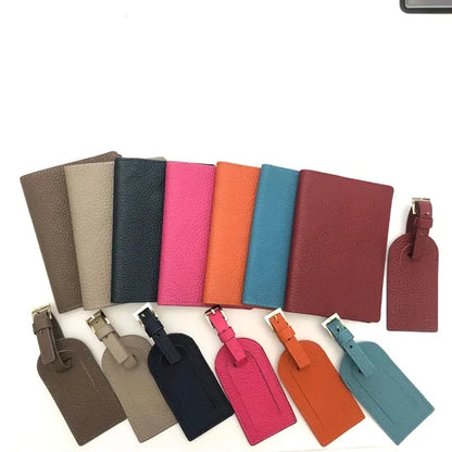 Leather Passport Cover Luggage Tag Set