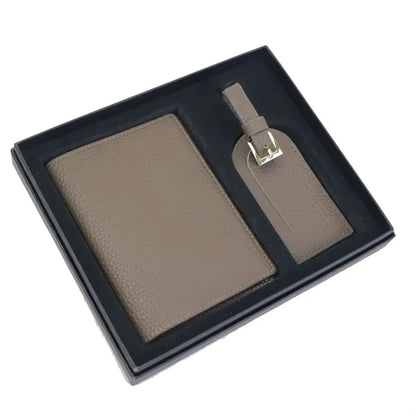 Leather Passport Cover Luggage Tag Set