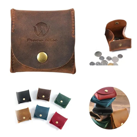 Mini Genuine Cowhide Flip Metal Buckle Square Coin Purse