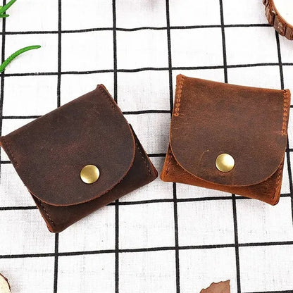 Mini Genuine Cowhide Flip Metal Buckle Square Coin Purse