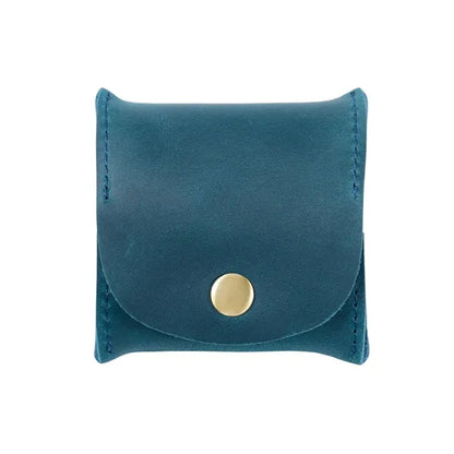 Mini Genuine Cowhide Flip Metal Buckle Square Coin Purse
