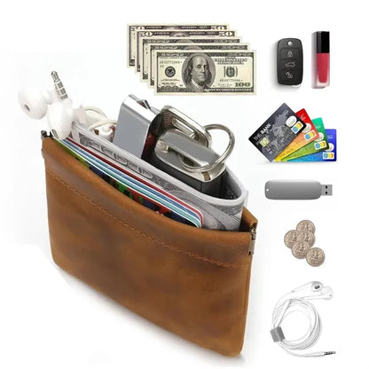 Genuine Leather Squeeze Magnetic Portable Mini Coin Purses