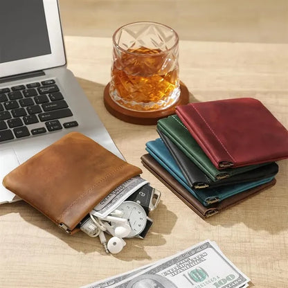 Genuine Leather Squeeze Magnetic Portable Mini Coin Purses