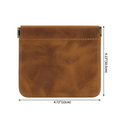Genuine Leather Squeeze Magnetic Portable Mini Coin Purses